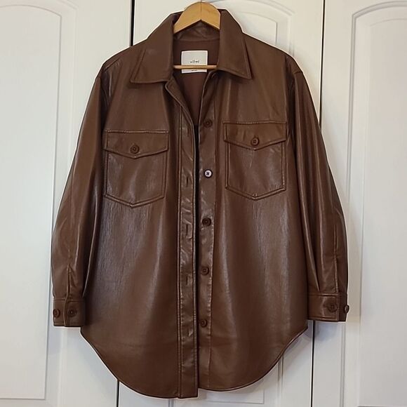 Wilfred The Ganna Vegan Leather Shirt Jacket Brown Size M - Picture 5 of 16
